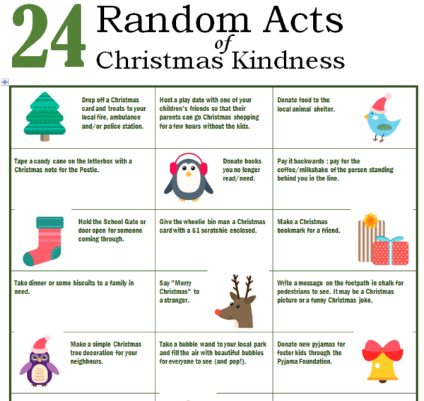 24 Random Acts Of Christmas Kindness With Printable School Mum