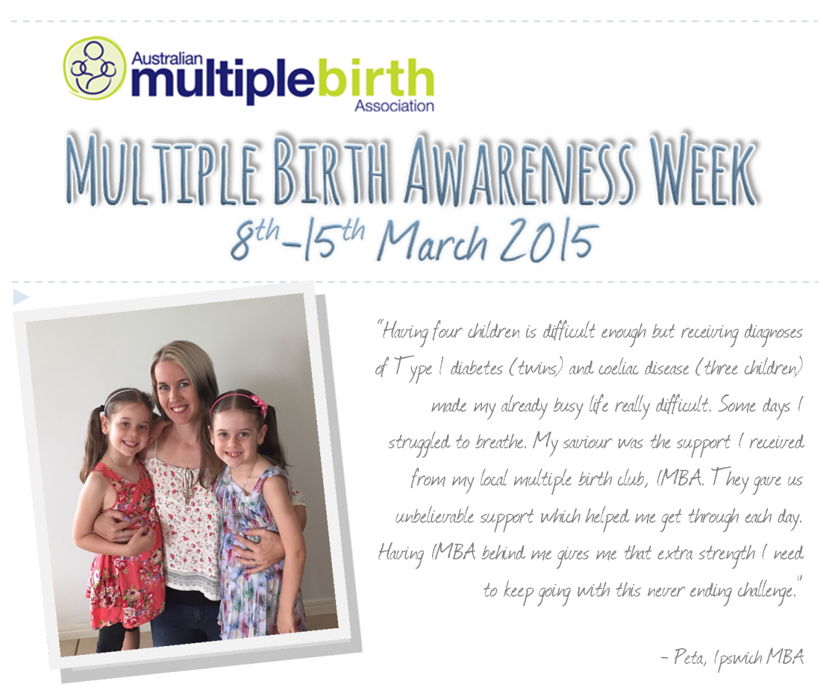 Multiple Birth Awareness Week School Mum